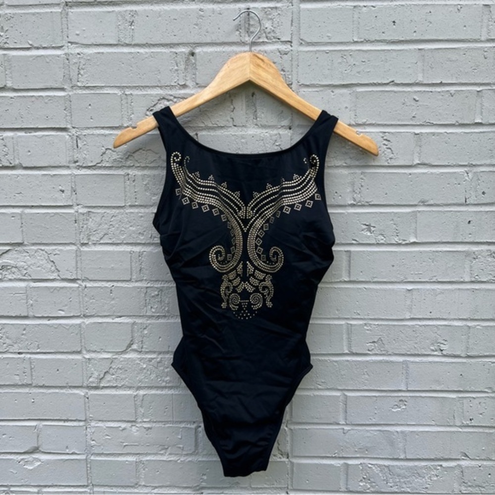 Black and gold Longitude one piece swimsuit
